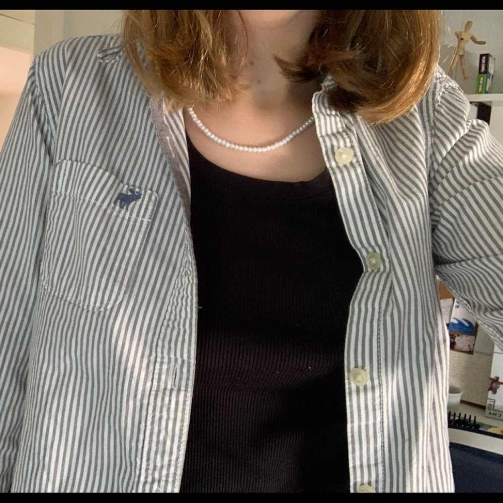 Abercrombie Button Down - Grey + White